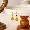 Retro Diamond-Set Orange Beaded Earrings, High-End Light Luxury, Niche Earrings, Antique Temperament And Fashionable Earrings.