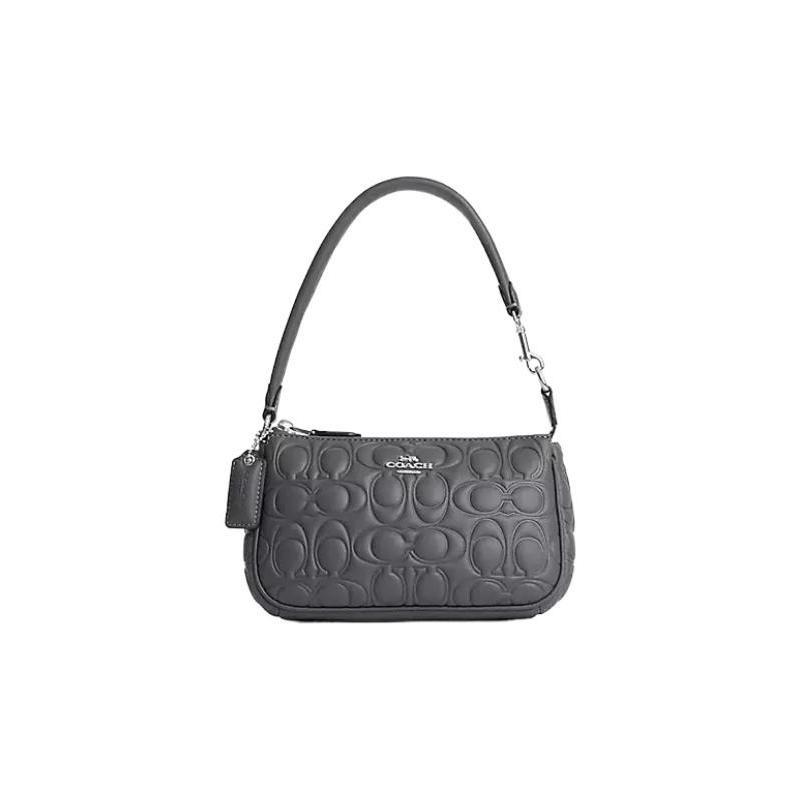 

COACH shoulder bag Nolita 19 embossed classic presbyopia simple multifunctional pocket card slot zipper closure cow leather armpit hand women s gray сірий колір