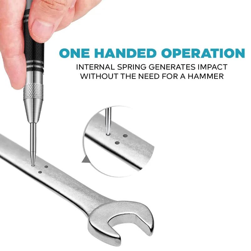 Automatic Center Punch Non-Slip Metal Punch Woodworking Tool Hand Tool For Wood Metal Steel Aluminum