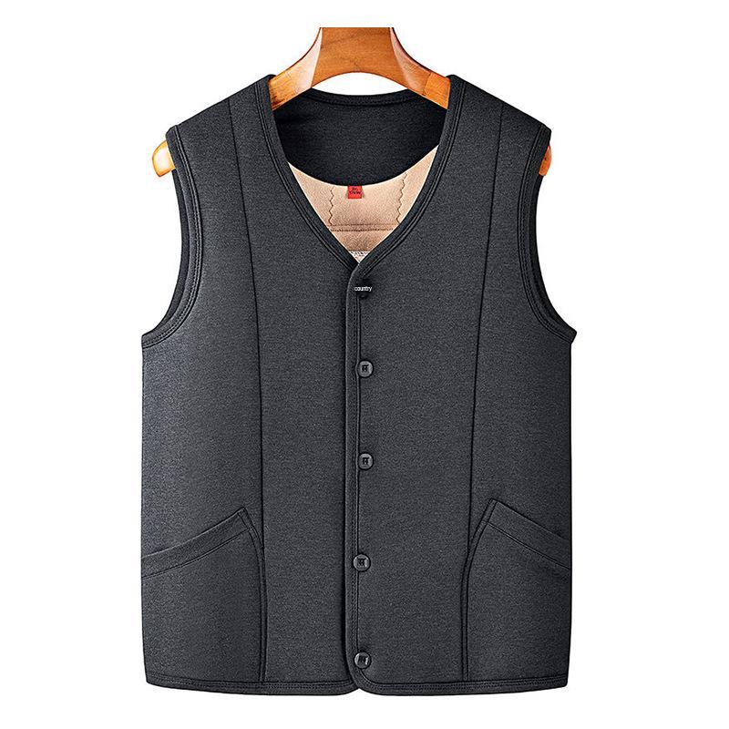 Winter Men's Thickened Cotton Vest: Mid-Aged & Elderly Wear