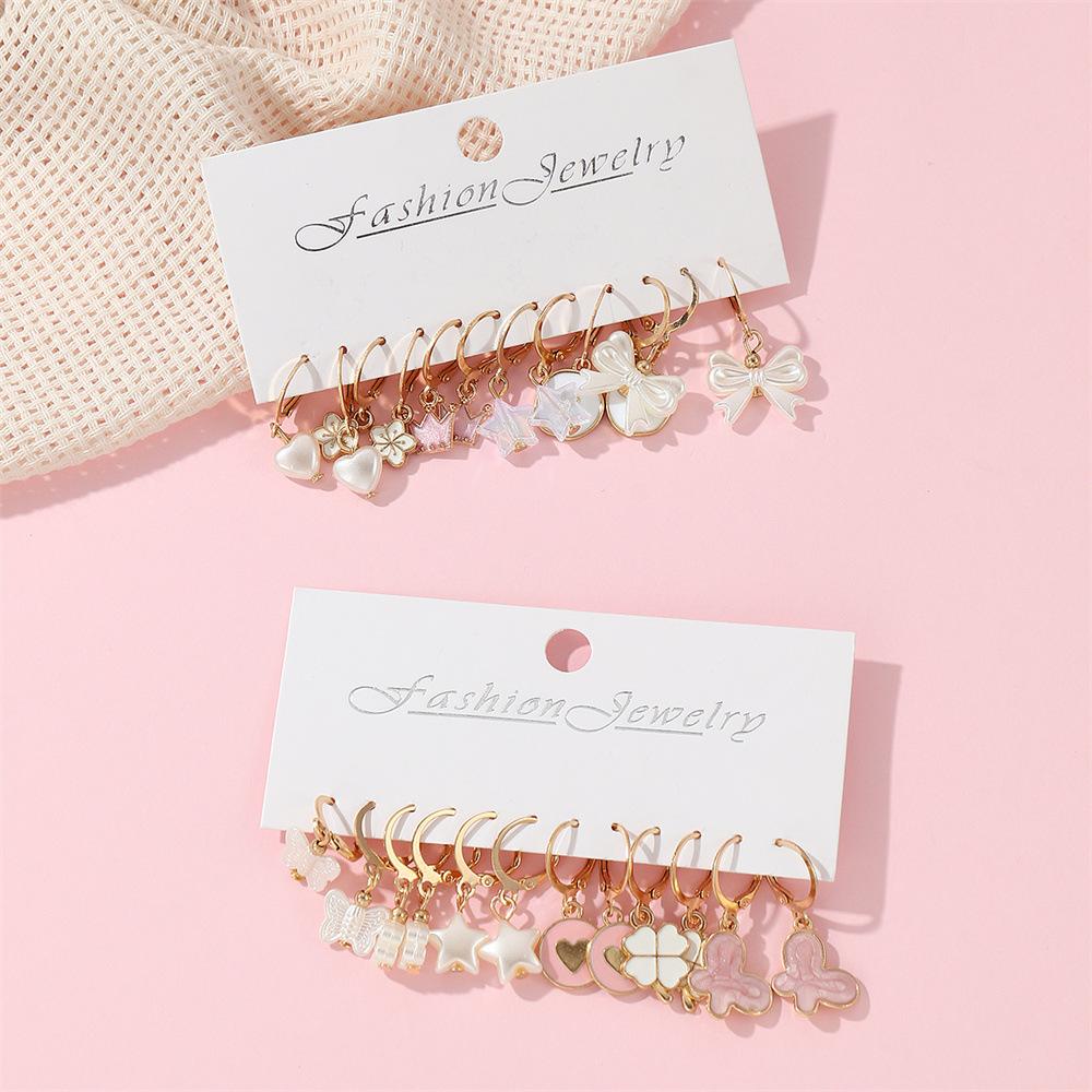 24pcs/set Butterfly Love Heart Hoop Earrings Sets for Women Exquisite Design Dangle Earrings Shared Jewelry Gifts