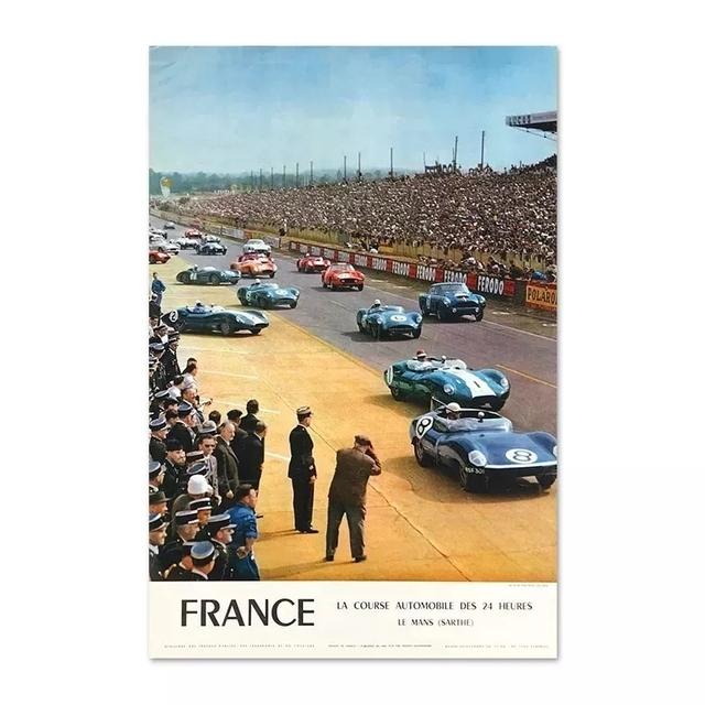 Solid Wood Frame 24 Hours Of Le Mans Original Race Car Poster Print On Canvas Wall Art Painting Picture For Living Room Home Decoration