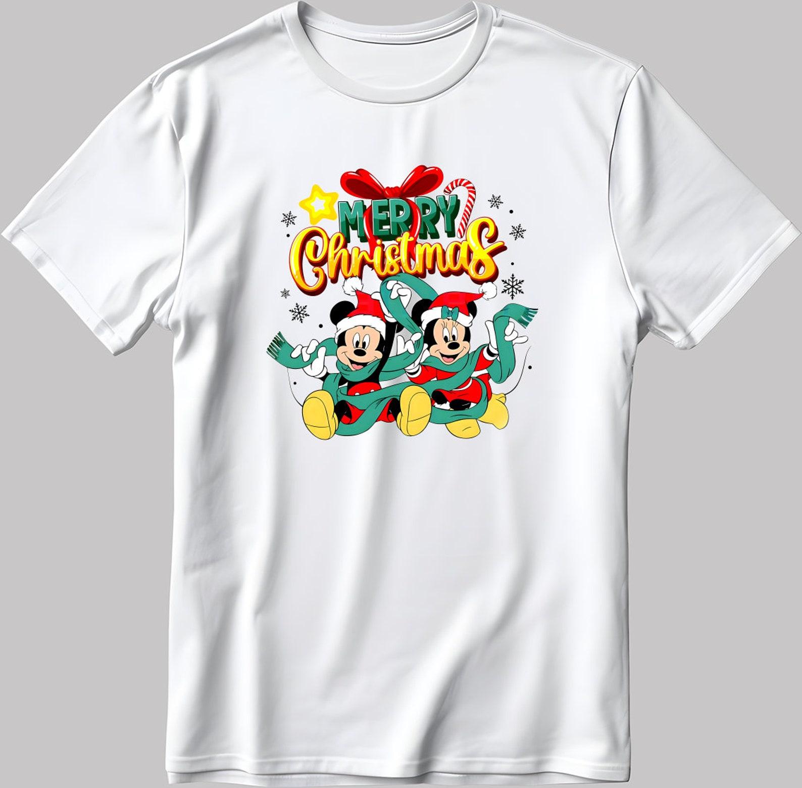 Merry Christmas Minnie Mickey Mouse, Short Sleeve White-Black Men s / Women s T-Shirt K1100 3XL