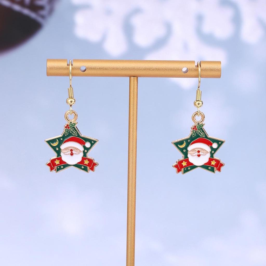Festive Reindeer & Gingerbread Earrings: Christmas Cartoon Drip Oil Design
