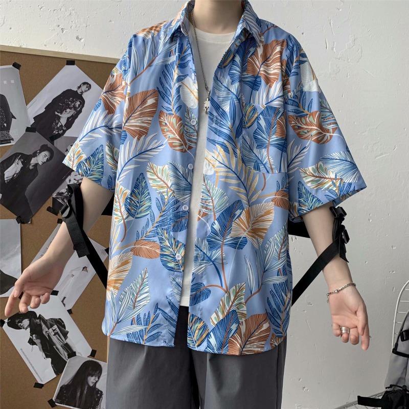 Hawaiian Men's Floral Shirt Harbor Style Retro Beach Beach Floral Couple Floral Shirt Short Sleeved Men