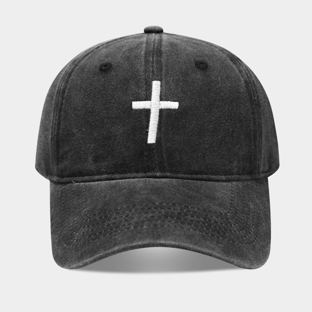 

Fashion Embroidered Cross Baseball Cap Breathable Sunscreen Peaked Cap Simple Casual Hip Hop Hat Outdoor чёрный