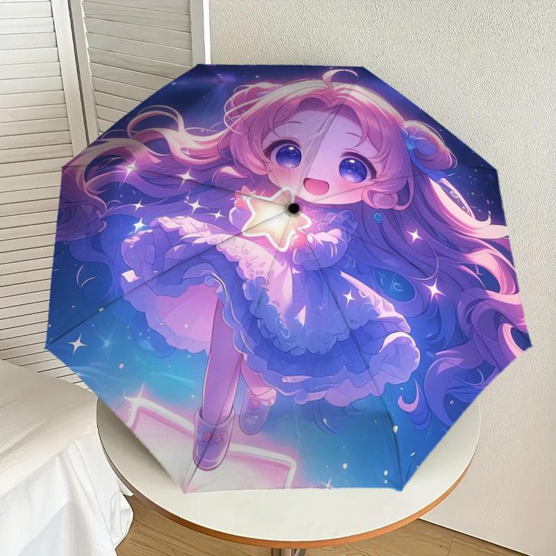 

1pc Magical Starry Night Princess Umbrella with Plastic Handle,Suitable for All Seasons Home Travel Outdoor UmbrellaDD319