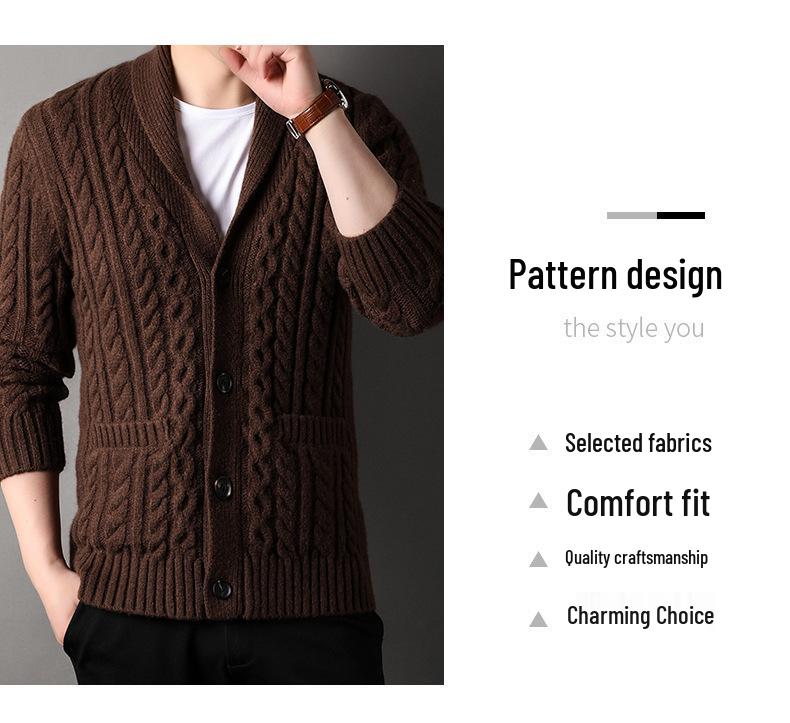 Maglione a coste con revers - Stile britannico, manica lunga per autunno e inverno