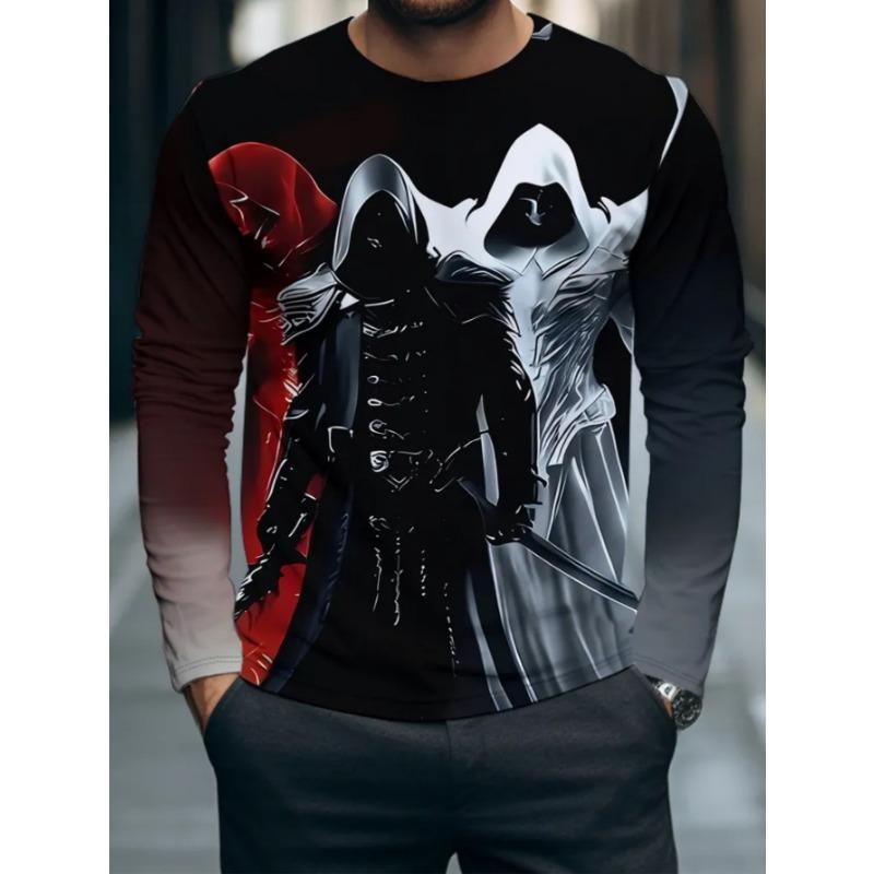 Herren Freizeit-T-Shirt mit langen Ärmeln, modischem Print-Design, ein bequemes und lässiges Oberteil, maschinenwaschbar