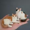 Mini Felted Wool Cat Handmade Needle Felt Animal Figurine Quirky Plush Toy Handmade Felt Kitten Table Decor