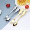 Fruit Fork Long Mirror Polish Handle Stainless Steel Creative Wing Coffee Spoon Dessert