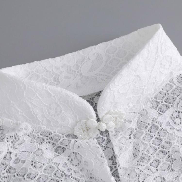 Odpinany fałszywy kołnierzyk Dziewczęcy Pół-koszula Zapinana na guziki z żabą Łączenie z koszulą lub sukienką dla Lady Girl Półkołnierz koszuli