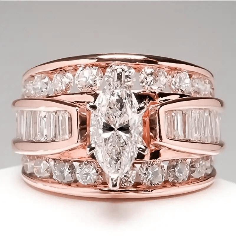 

Ring with personalized zircon inlay, full diamond plain band ring, versatile light luxury ring, index finger ring for women JZ010-3
