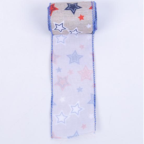 Κορδέλα 1/3 Roll American Flag Διπλής Όψης Αστέρι Ριγέ Ενσύρματη Κορδέλα Πακέτο Κόκκινη 4η Ιουλίου Ημέρα της ανεξαρτησίας Μπλε Λευκή Κορδέλα DIY Craft
