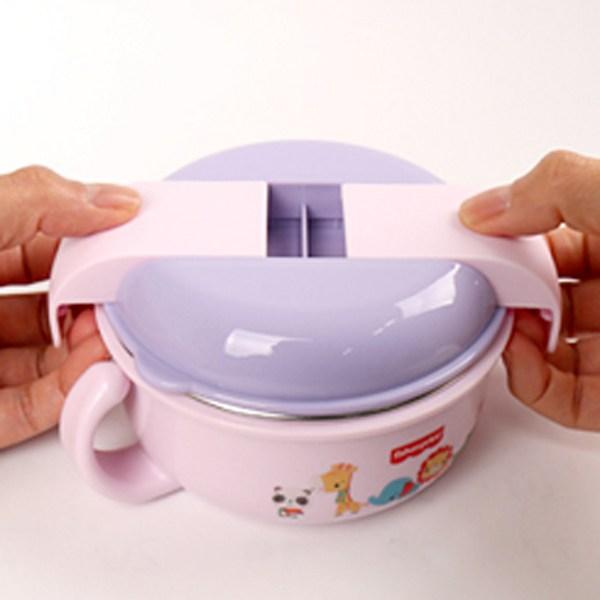 Fisher Price Stainless Steel Lid Two-hand Food Bowl, Pink, 1 Piece