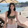1011 new Korean swimsuit small fresh floral small chest gathering straps sexy bikini swimsuit women's hot spring