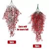 Artificial Hanging Plants 4 Pack Faux Plastic Vine with Red Flower Green Decoration for Indoor Outdoor Balcony