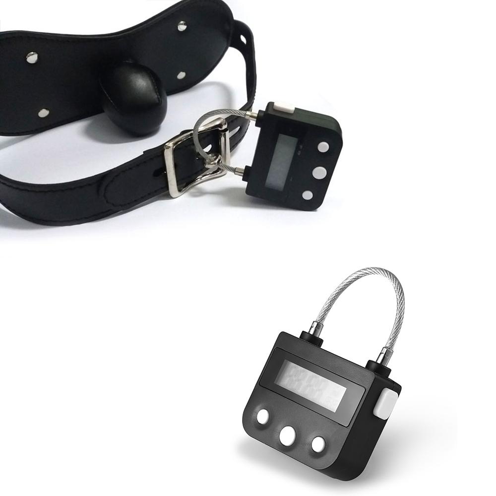 Black Fetish Bondage Time Lock For Ankle Handcuffs Mouth Gag Electronic Timer
