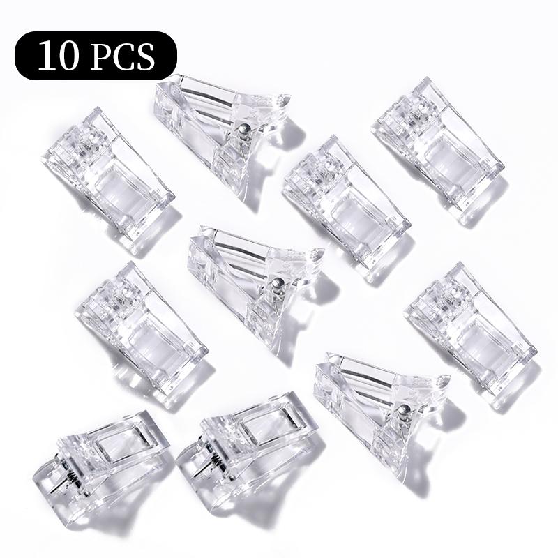 

Акриловые зажимы для ногтей, УФ-гель-лак, советы по быстрому наращиванию, зажимы для ногтей, наращивание гель-лака, УФ-лампы, набор инструментов для маникюра и дизайна ногтей 10pcs прозрачный