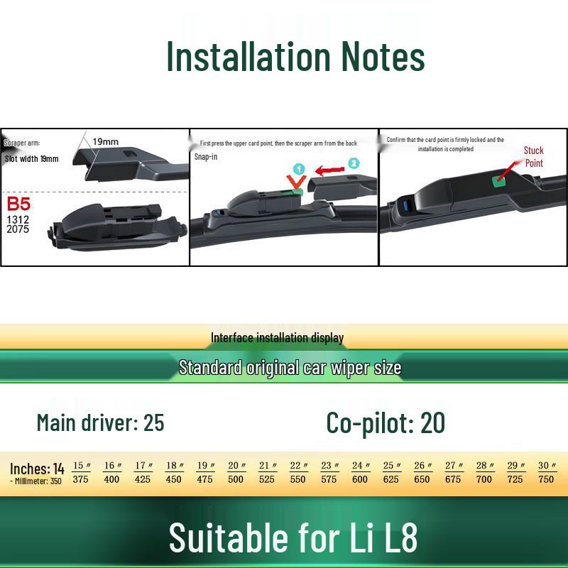 Li Auto L8 Frameless Silent Windshield Wiper Blade - Universal Fit