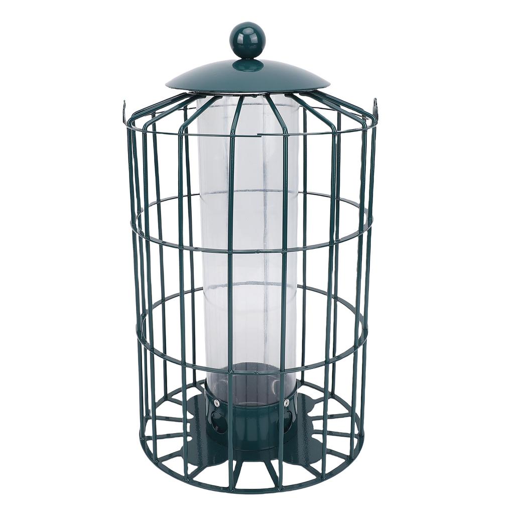 Caged Bird Feeder for Wild Birds Outside Squirrel Proof Hanging Tube Bird Feeder Chewproof Rustproof 7.1x12.6in Iron