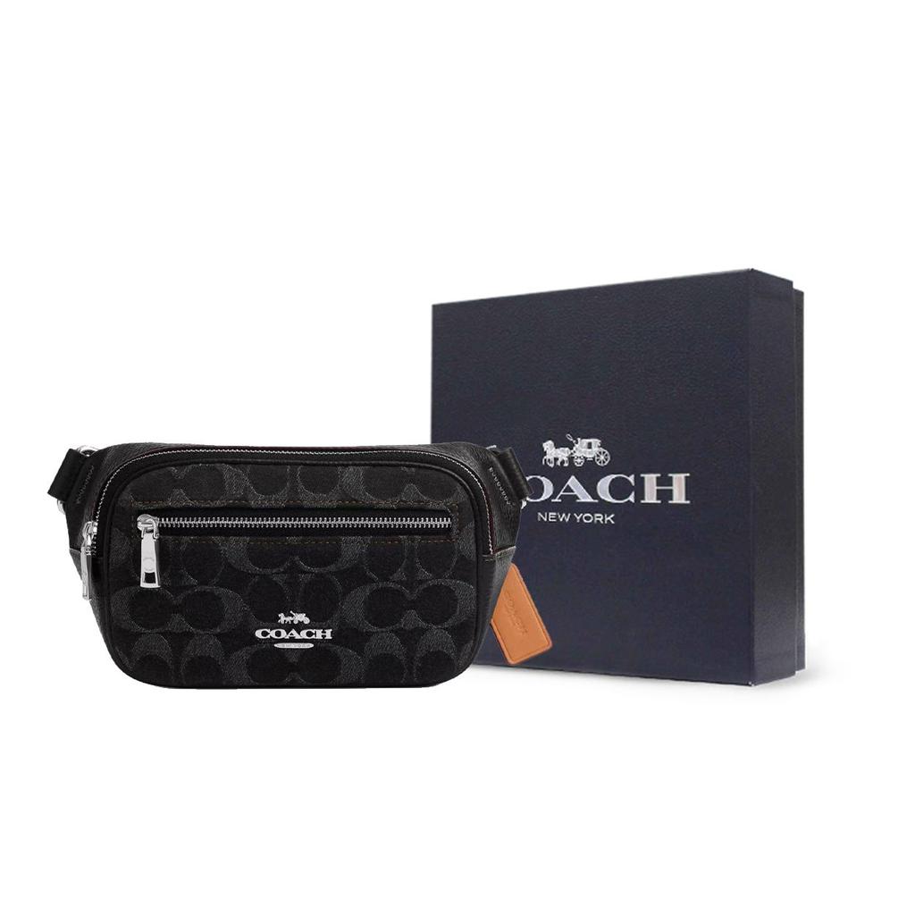 Coach 21 Letter Logo Zipper Closure Iconic Denim Shoulder Crossbody Waist Bag Small Unisex bags Black CQ186-SVBK