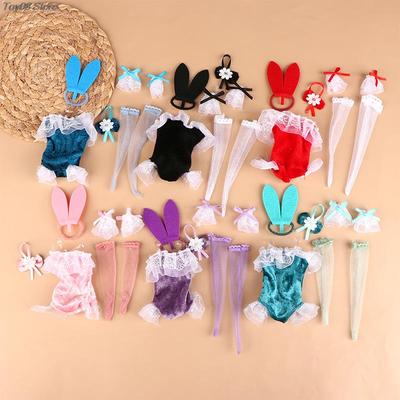 New Hot 1 Set  30cm For 1/6 Doll Clothes Short Sleeve Shorts Sexy Bunny Dress Headband Stockings Party for Doll Accessories 2023