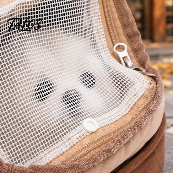 Warm Velvet Pet Carrier Quilted Cat Purse, Breathable Shoulder Bag, Mesh Window, Zipper Closure, Safety Buckle, with Buckle Cute Bear Elephant