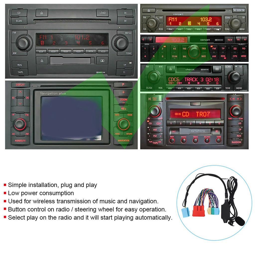 Bluetooth Audio Adapter with Speaker Car Stereo Fits for A2 A3 8L 8P B5 B6 B7 A6