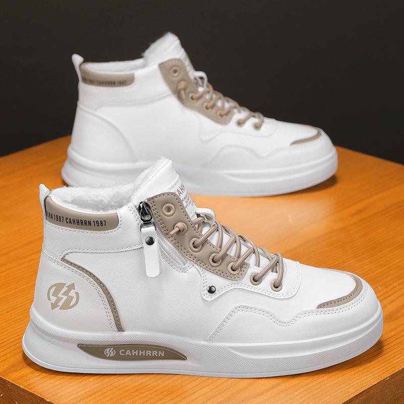 Toamnă Și Iarnă Suprafață Piele Căptușeală Velvet Îngroșat Călduros Pantofi de Bord Casual Suprafață Piele Fără Șireturi Sport în Aer Liber Rezistenți la Frig Pantofi pentru Bărbați