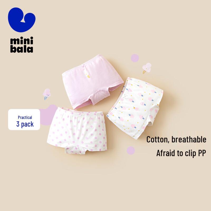 Mini Balabala Girls' Breathable Cotton Underwear 3-Pack