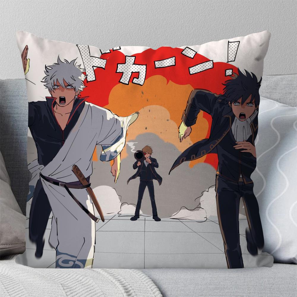 1pc Gintama Animation Pillow Case Square Pillow Bedroom Sofa Leisure Comfort Cushion Car Living Room Home Decoration 40X40