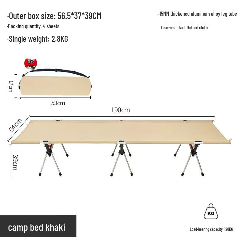 Aluminiumlegierung Einzel faltbares Campingbett für den Außenbereich