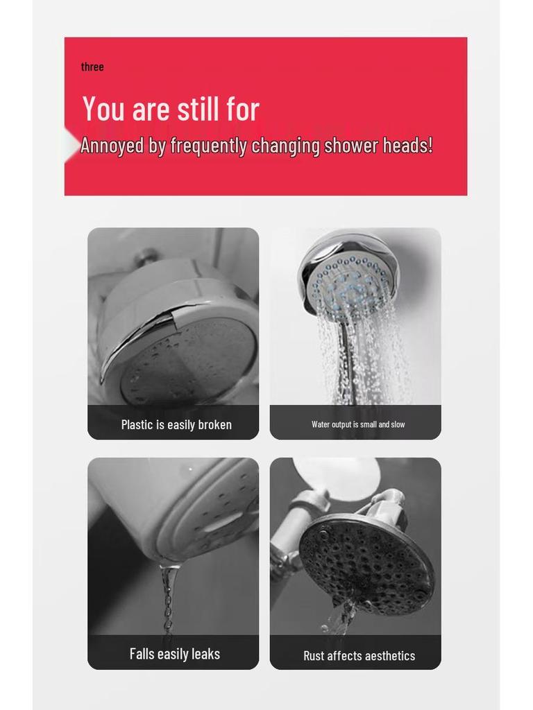 304 Edelstahl Handbrause mit Druckfilter und kleinem Taillendesign