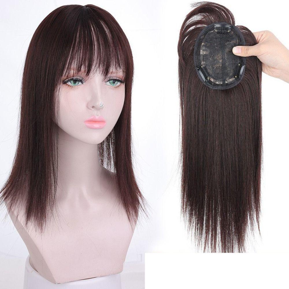 Clip In Increase Hair Volume Topper Hair Piece Long Straight Wig Head Top Wig Block 3D Hair Bangs