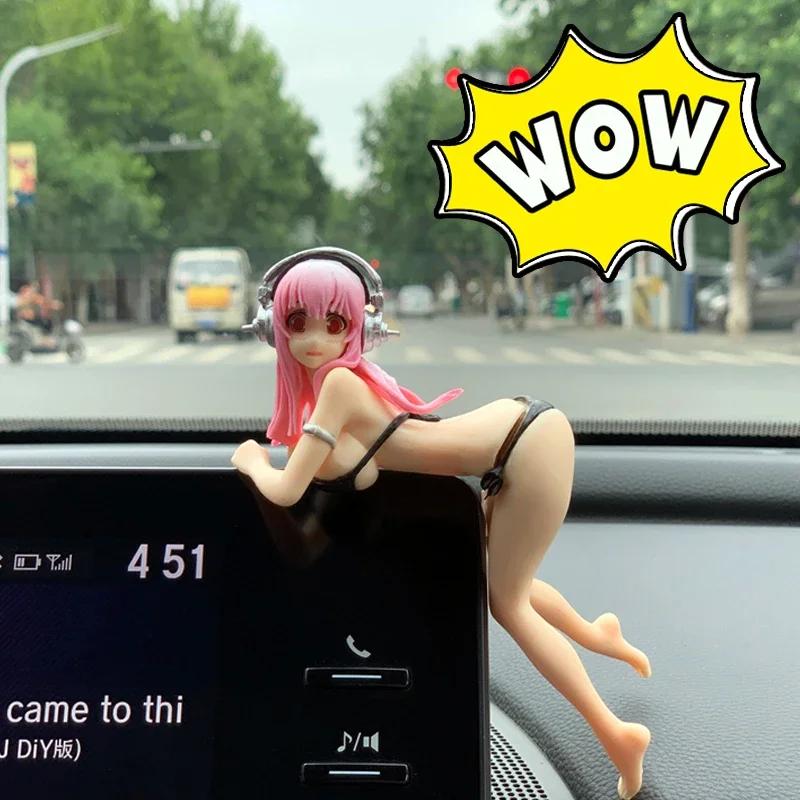 Kawaii Car Ornaments Sexy Suupaa Soniko Bunny Girl Girls Anime Statue Car Dashboard Sexy Doll Figurine Car Decorations High Quality