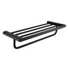 Matte Black Stainless Steel Modern Towel Bathrobe Clothes Holder Rack Double layer Kitchen Bathroom WC Accessories