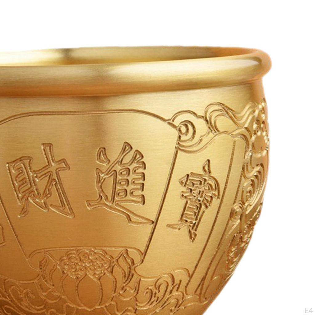 Brass Feng Shui Bowl Sculpture Bai Fu Ornament Treasure Basin for Housewarming Gift