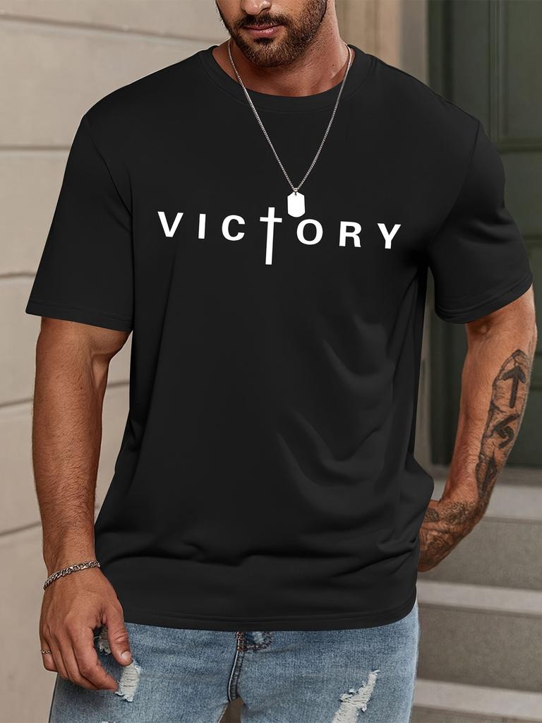 Mens design sense victory printing sports leisure commuting versatile short sleeved Tshirt ideal choice for summer vacation