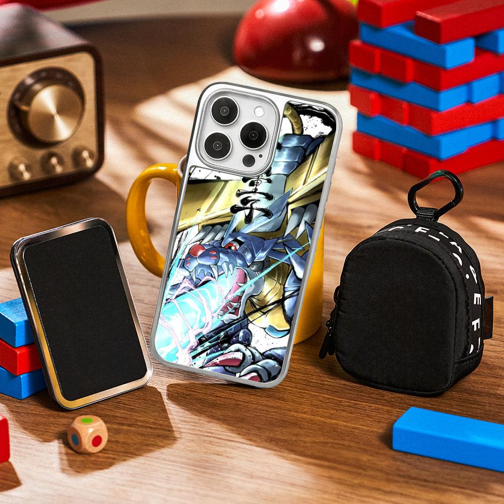 Classic Anime Digimon Japan Art Poster Phone Case for iPhone 16 15 14 13 12 11 Pro Max Sheepskin Silver-edged Protective Case
