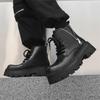 Fashion Mens Fashion Platform Boots Black Trendy Original Leather Shoes Stage Nightclub Dress Cowboy Chunky Boot Designer Ankle Botas
