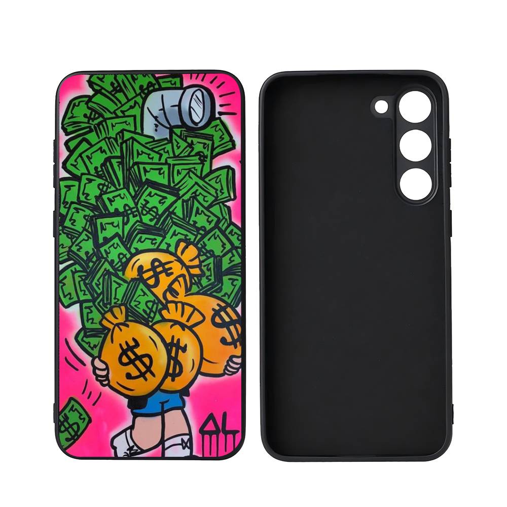 Cartoon Dollar Monopoly Luxury Black Phone Case For Samsung Galaxy S23 S24 S25 Ultra S22 Plus S21