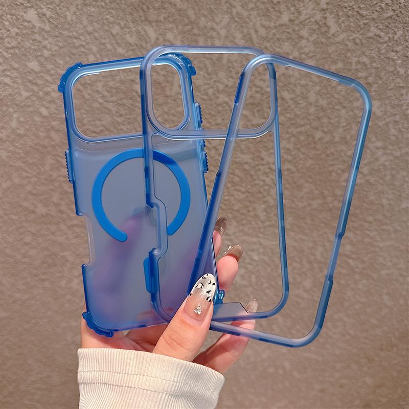 Matný Cukrový Magnetický Bezdrátové Nabíjení Průhledný Kryt Pro iPhone 17 Air 17 Pro Max Pro Magsafe Nárazuvzdorný 3 v 1 Pancéřový Kryt