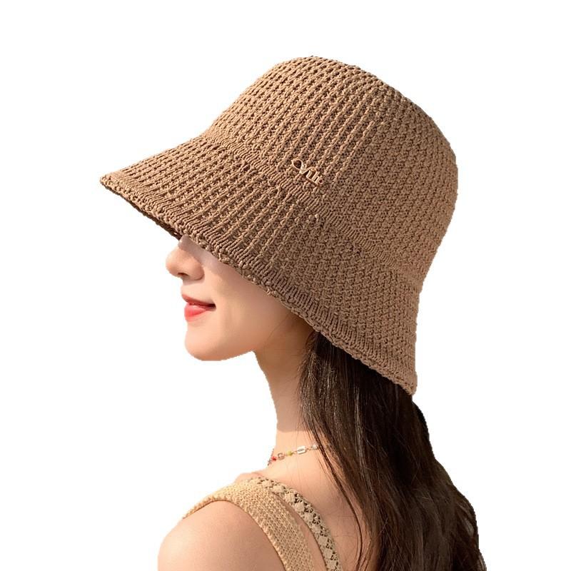 Hat Women'S Summer Knitted Basin Hat Sunscreen Visor Hat Hollow Breathable Bucket Hat Showing Face Small Bucket Hat Tide