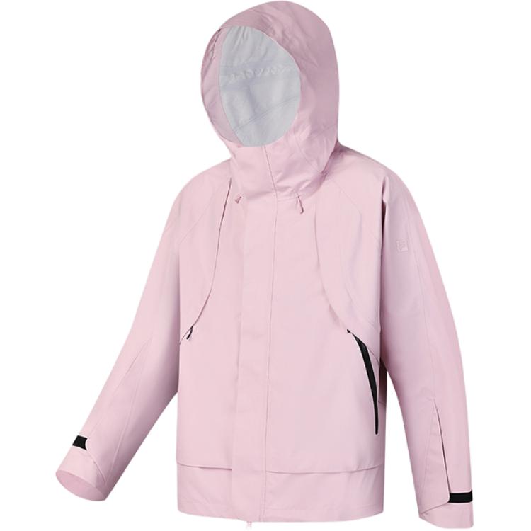 Fila Fleece Fitness Loose Hooded Hiking Waterproof Windproof Breathable Jacket Men Jackets Dark-Cherry-Blossom-Pink A51M441703F-PK