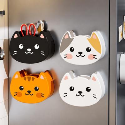 Wall Mounted Refrigerator Organizer Box Cartoon Cat Storage Container  Home Decor