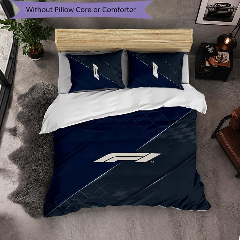 Set Biancheria da Letto 3 Pezzi in Microfibra con Motivo F1 Decorativo Copripiumino per Camera da Letto Uso Domestico