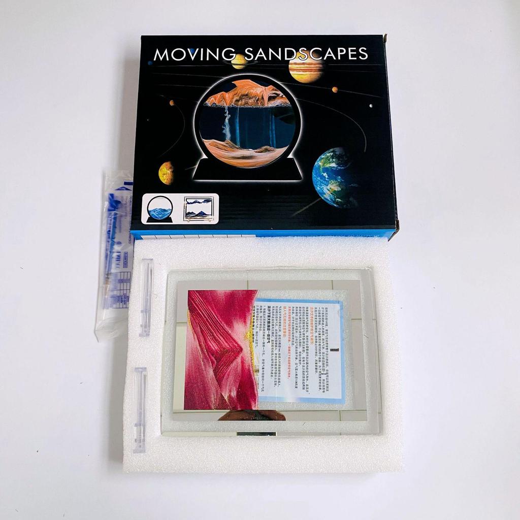 Ornament 3D Ruchomy Piasek Lustrzane Krawędzie Kwadratowy Obraz do Salonu - Szklana Dekoracja Rękodzieła Zestaw na Prezent