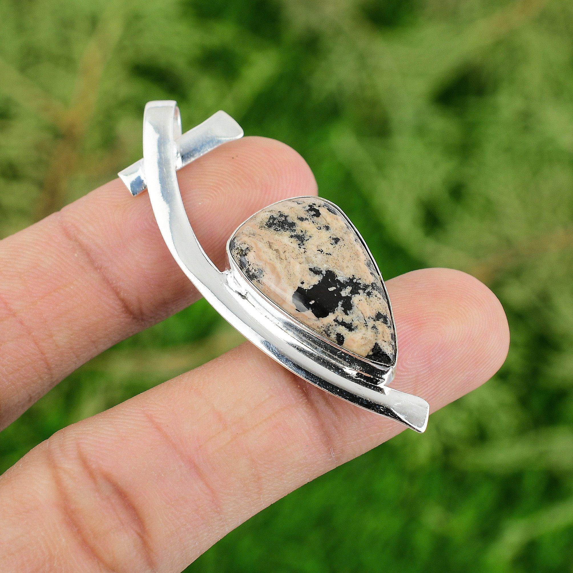 

Daughters Day Deal Sterling Silver Natural Palm Root Agate Boho Pendant Jewelry