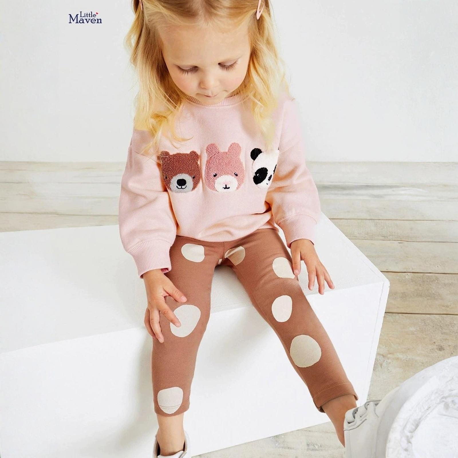 

Милый детский мультяшный комплект с длинным рукавом - Повседневный наряд с футболкой 120 розовый